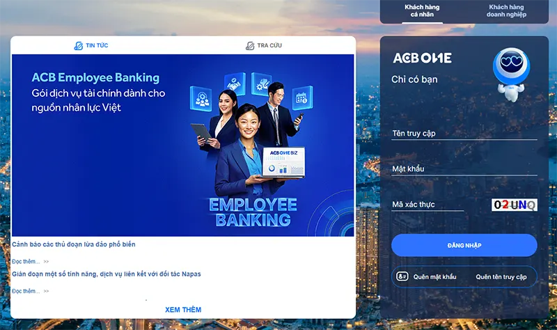 Cách lấy bill chuyển tiền ACB trên website