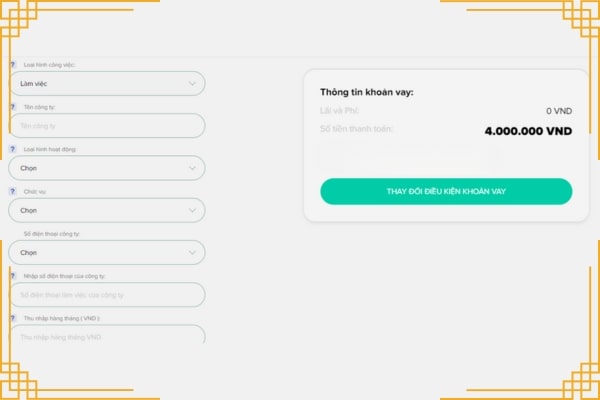 Điền thông tin vay online