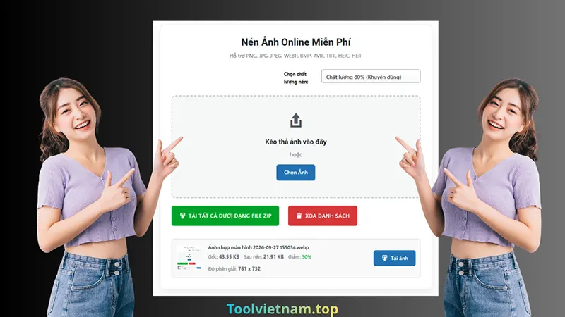 Nén ảnh online miễn phí với ToolVietnam