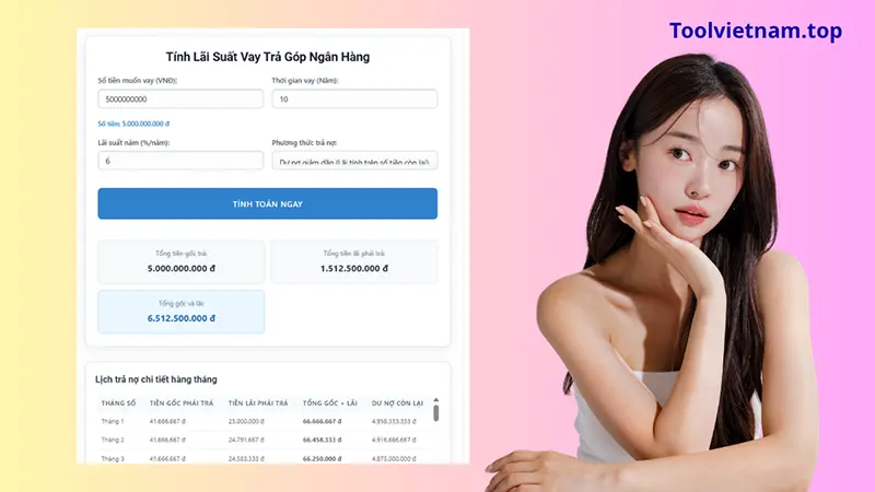 tính trước khoản vay ngân hàng